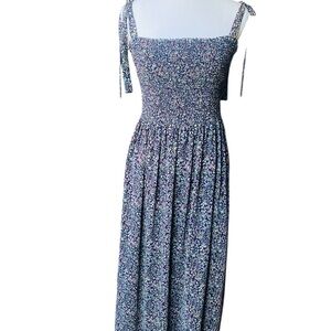 Wilfred Aritzia M Flowered Golden Hour Lined Smocked Dress